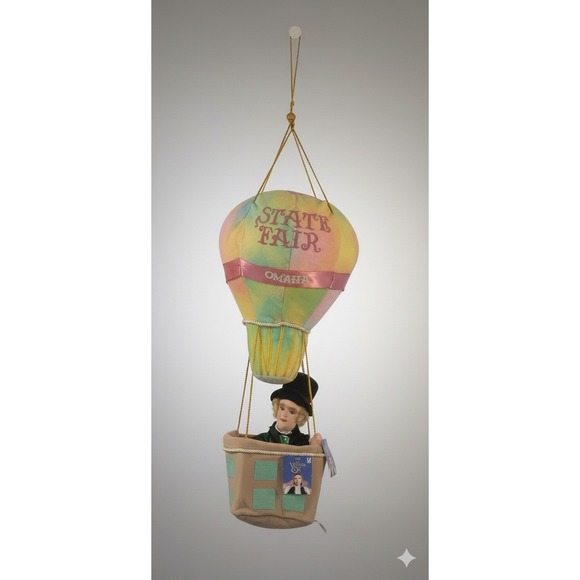 Vtg The Wizard Of Oz Plush Hot Air Balloon State Fair Hanging w/9 OZ Characters